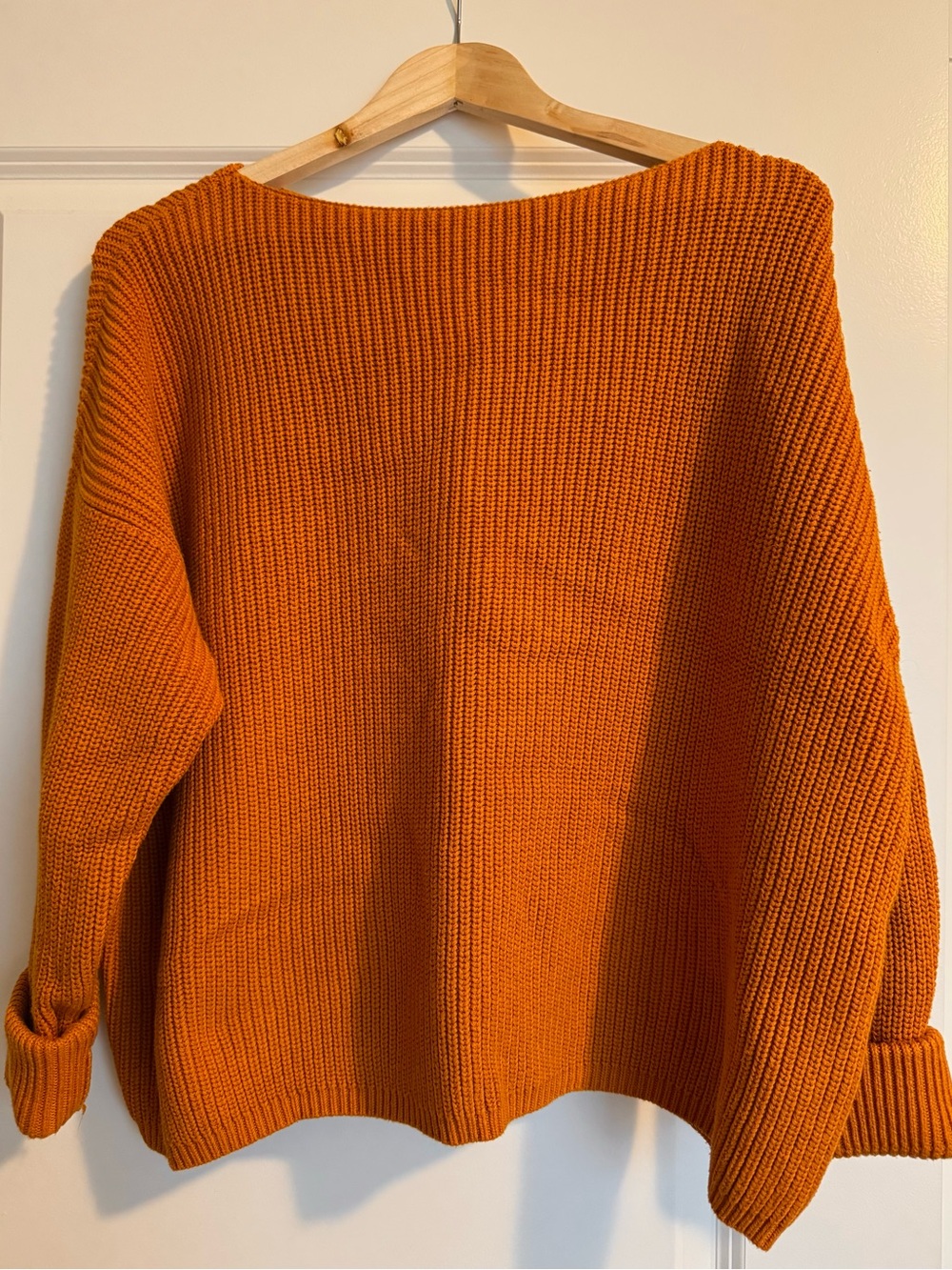 French Connection Chunky Scoop-Neck Sweater in Burnt Orange